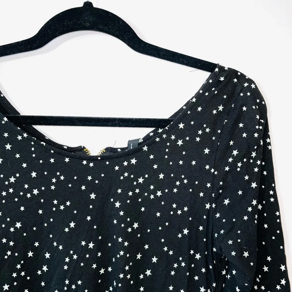 Zara Basic Evening Black & White Star Print Zip Back Tunic Top Medium Women’s - Picture 2 of 10